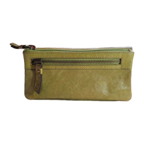 Vintage Fossil Green Leather Wallet Button/Zipper Closure Coin and Card Holder - Picture 2 of 7